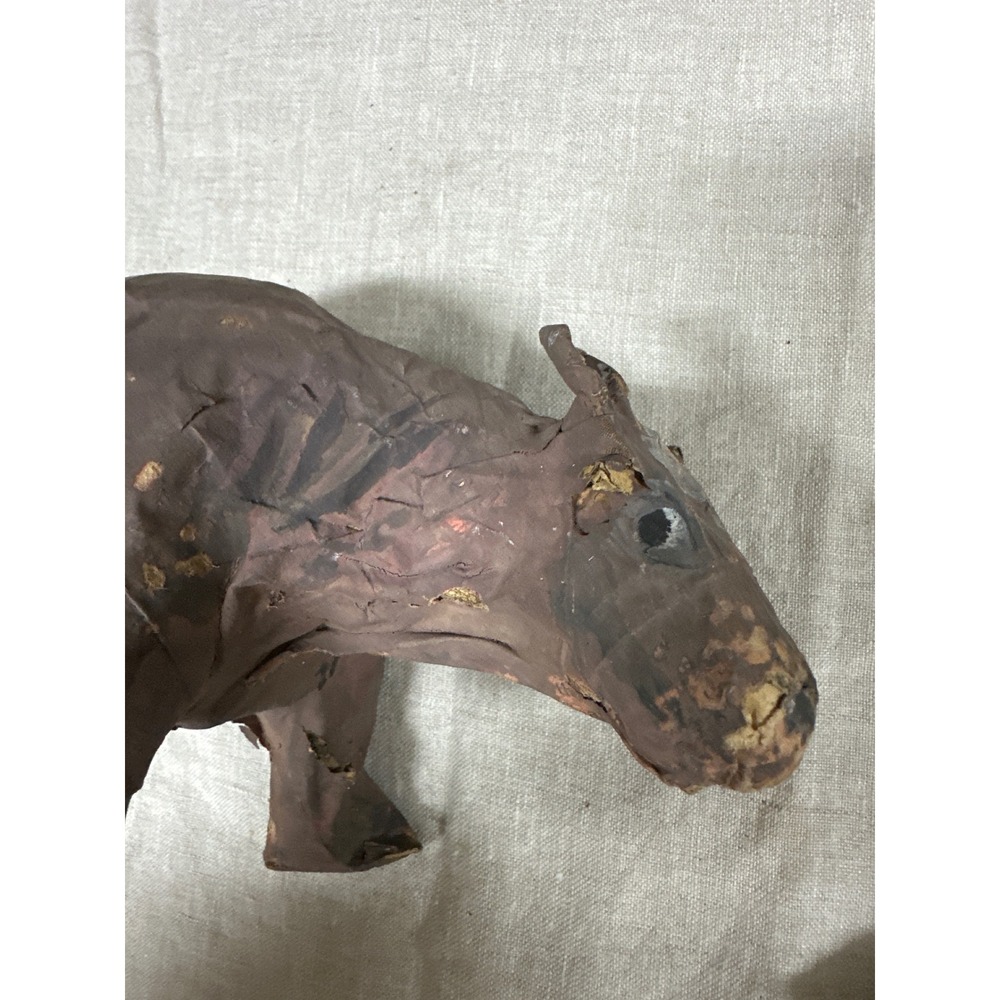 Vintage 1960s Rustic Folk Art Cow Figurine Brown Primitive Farmhouse Decor 8.5in - Picture 4 of 5
